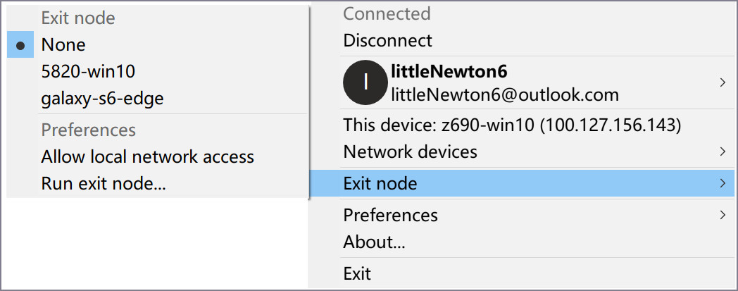 图 11. Windows 设置 Exit Node.