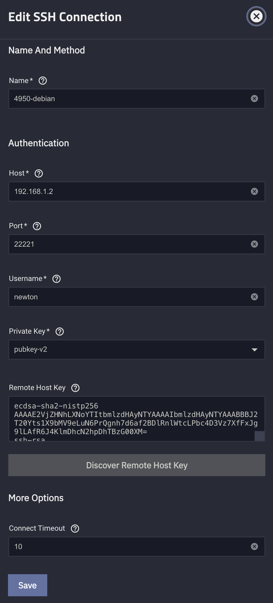 图 2. SSH 配置界面。